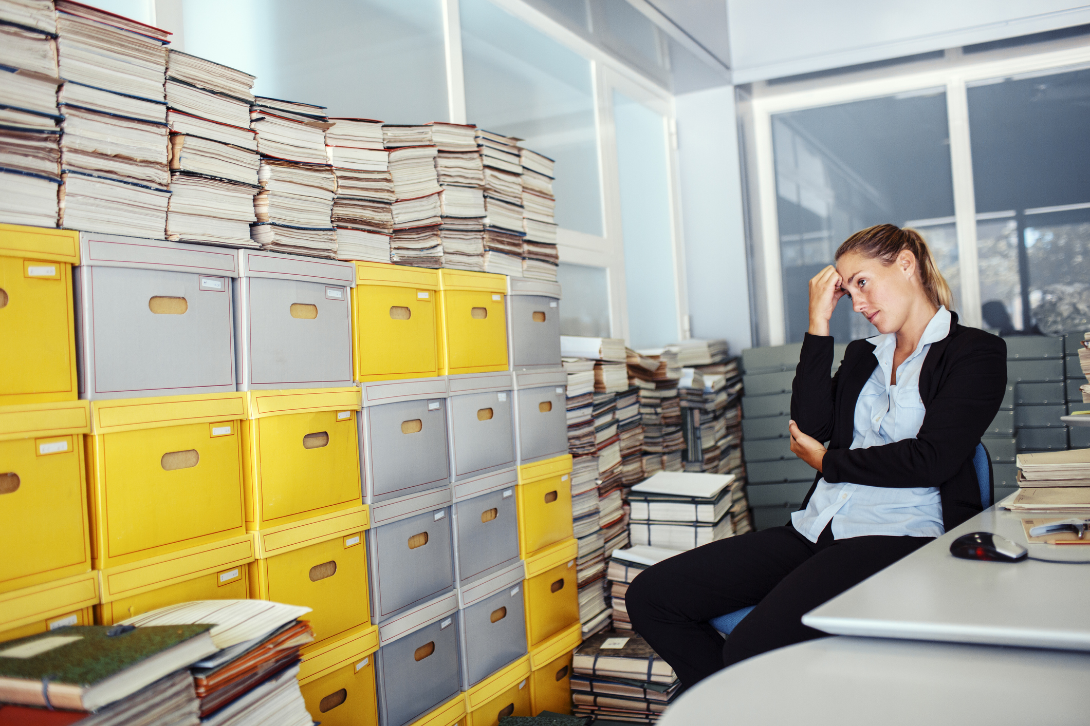 Messy office environment, archives